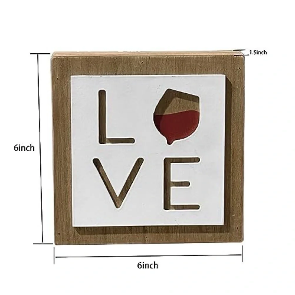 New Room &Retreat Sign Wood Block Love Box Home Décor Red Wine 2 Dimensional NWT